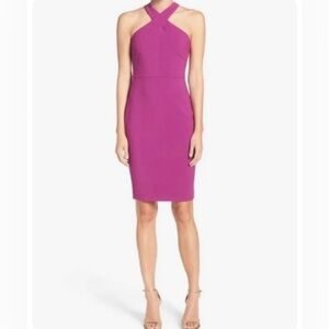 Likely Carolyn Dress purple Halter Neck Sleeveless Sheath Knee Length Zip Close
